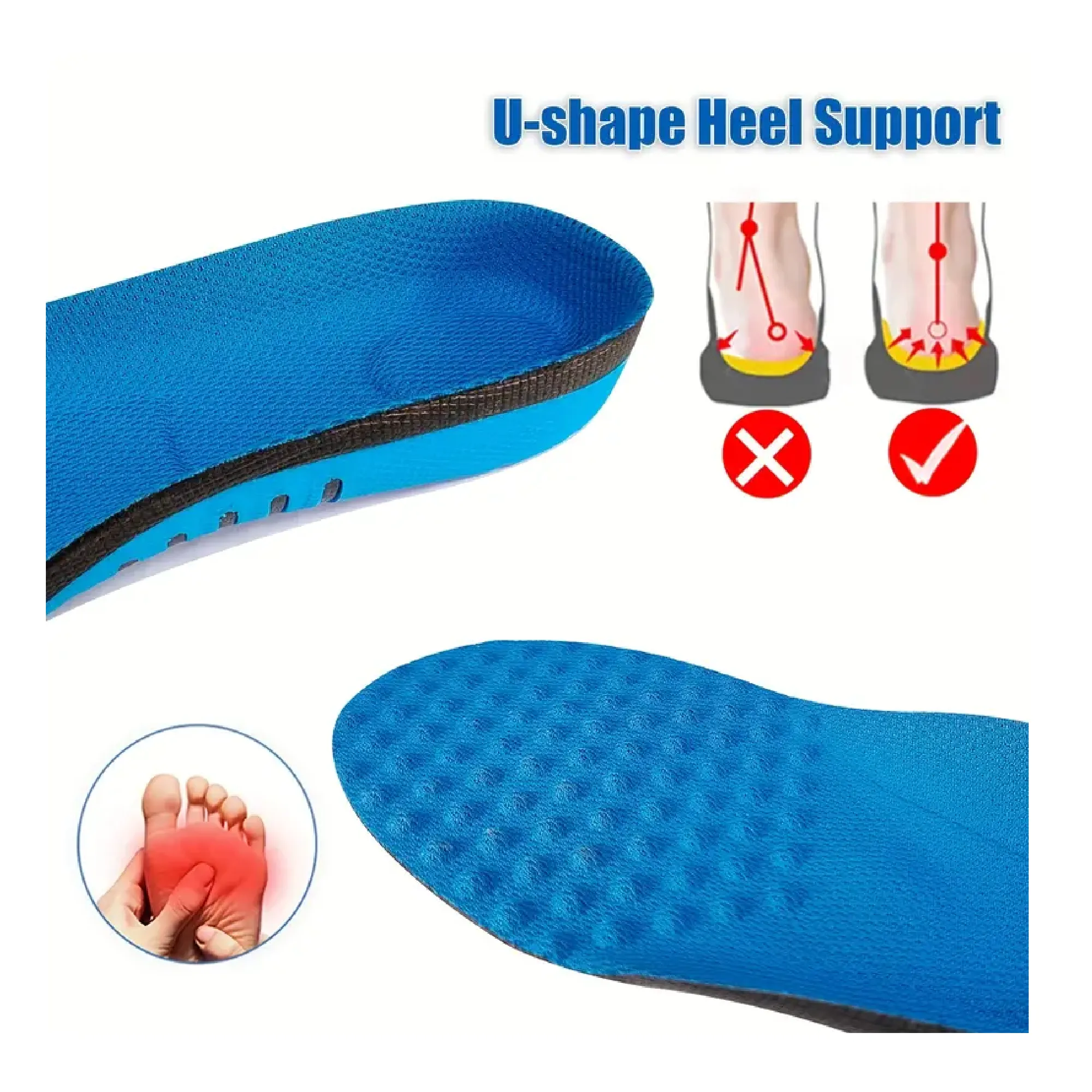 1 pair Breathable Orthopedic Insoles with Arch Support and Shock-Absorbing Heel for Flat Feet, Pronation, and Plantar Fasciitis Relief