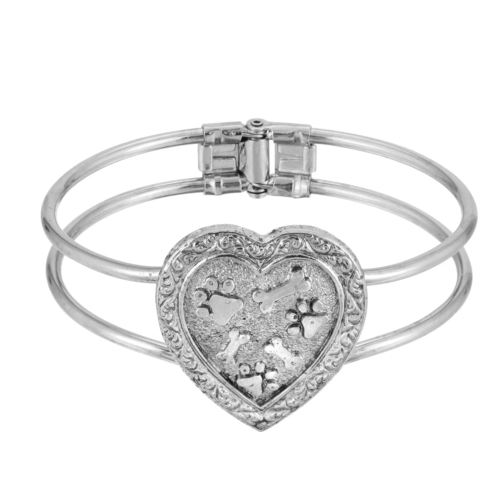 1928 Jewelry&reg; Pewter Heart Paws And Bones Cuff Bracelet