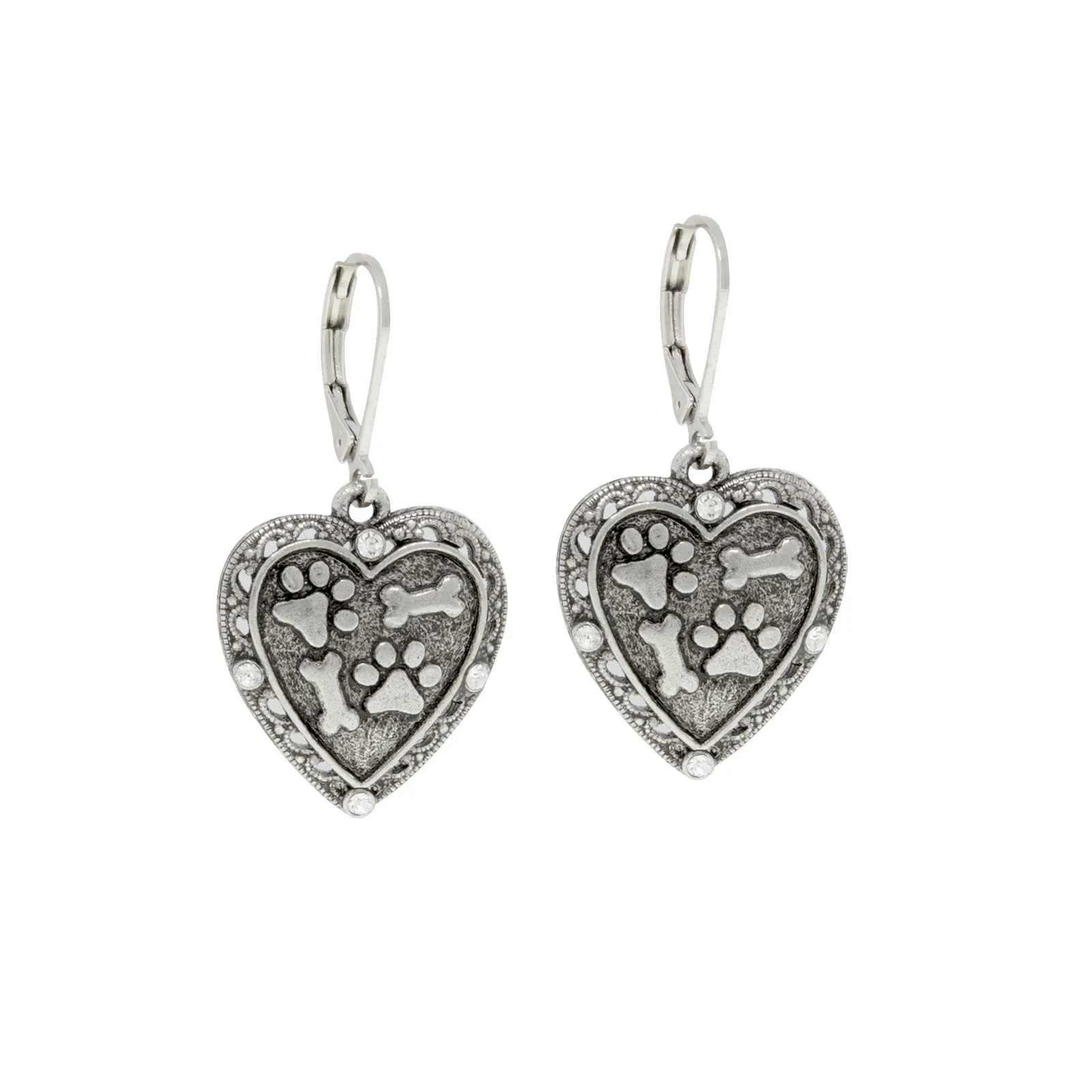 1928 Jewelry&reg; Silver Tone Heart Paw And Bones Drop Earrings