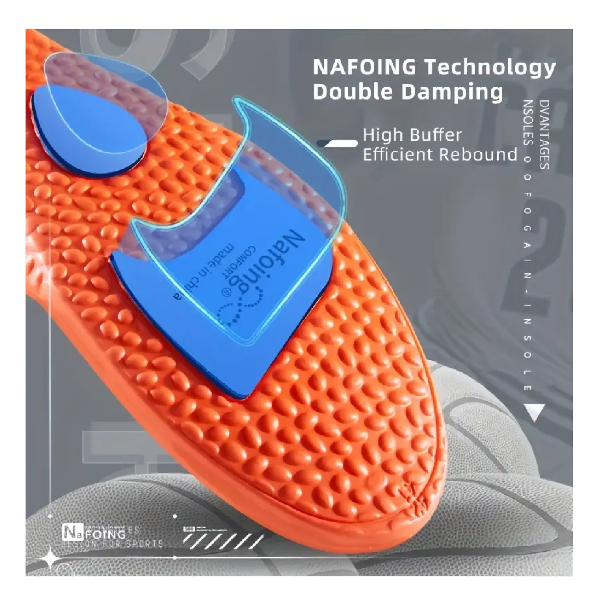 1Pair Upgraded Sports Shock Absorption Insoles, High Elastic Deodorant Comfortable Running Sneaker Insoles