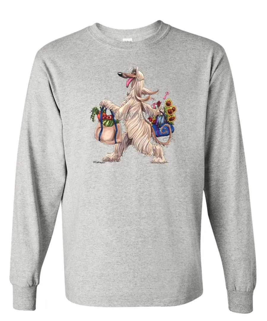 Afghan Hound - Walking With Produce - Mike's Faves - Long Sleeve T-Shirt