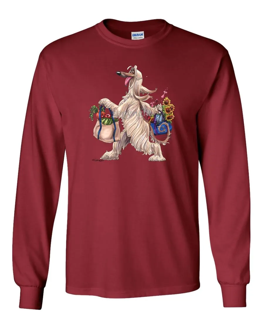 Afghan Hound - Walking With Produce - Mike's Faves - Long Sleeve T-Shirt