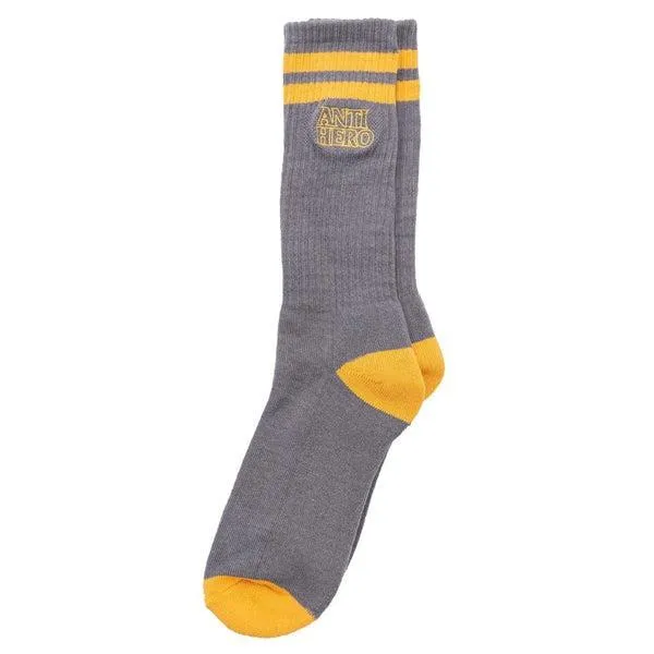 Anti Hero Black Hero Outline Socks Charcoal - Gold