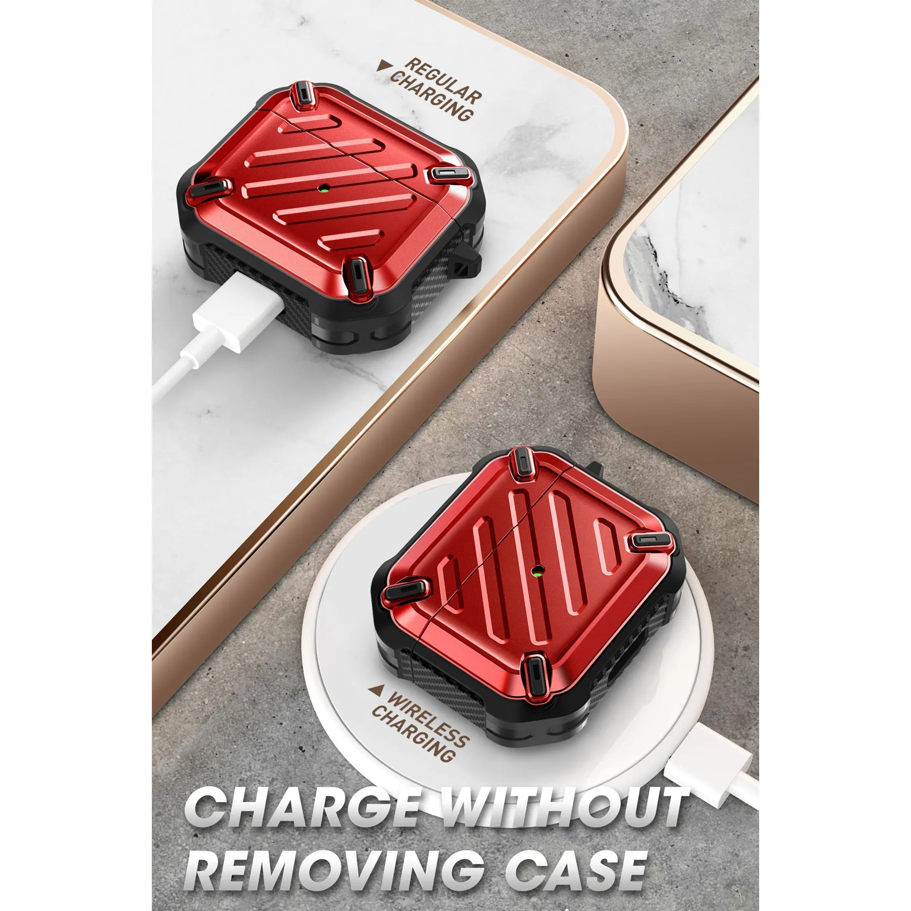 Apple AirPods 3 Unicorn Beetle PRO Rugged Case-Metallic Red