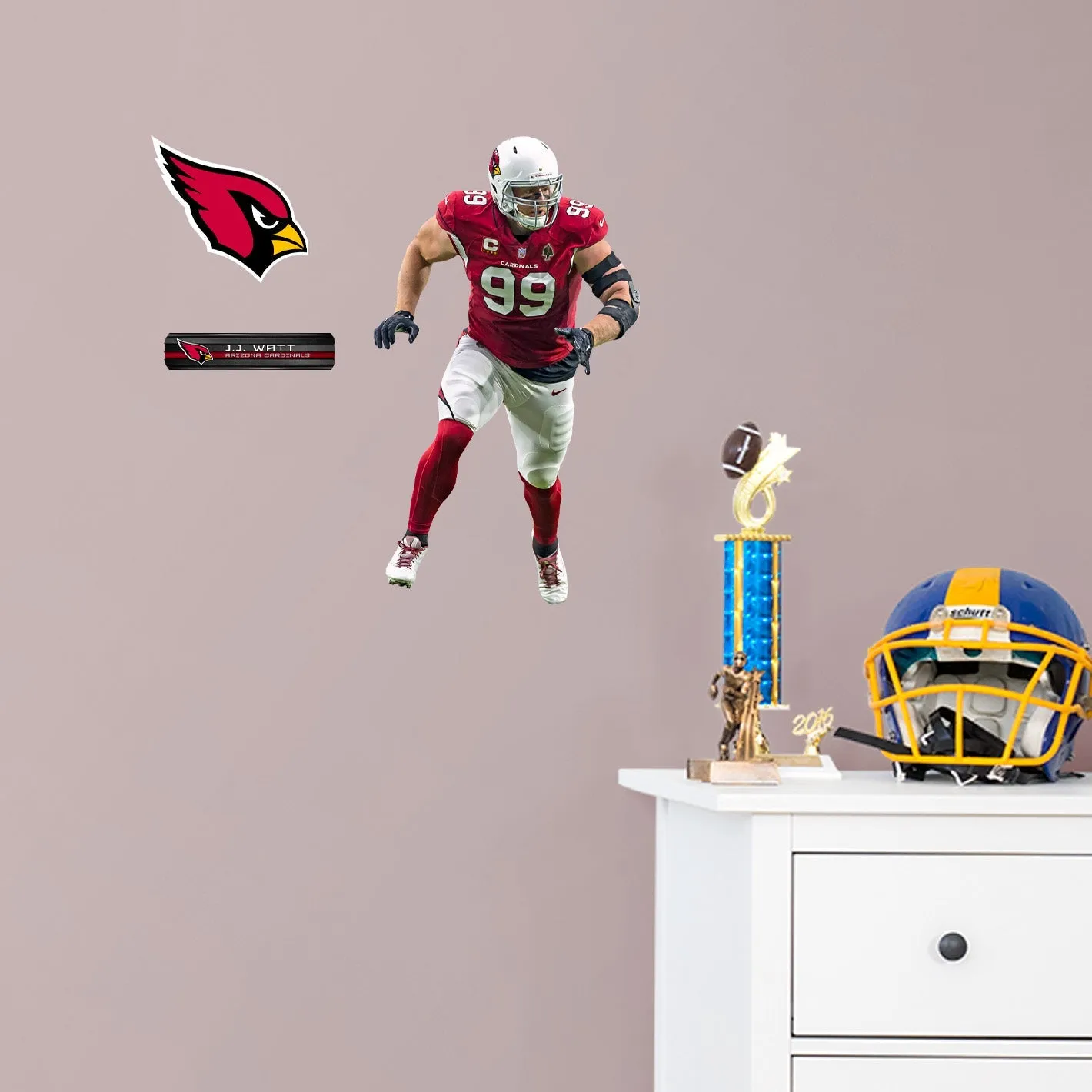 Arizona Cardinals: J.J. Watt - Officially Licensed NFL Removable Adhesive Decal