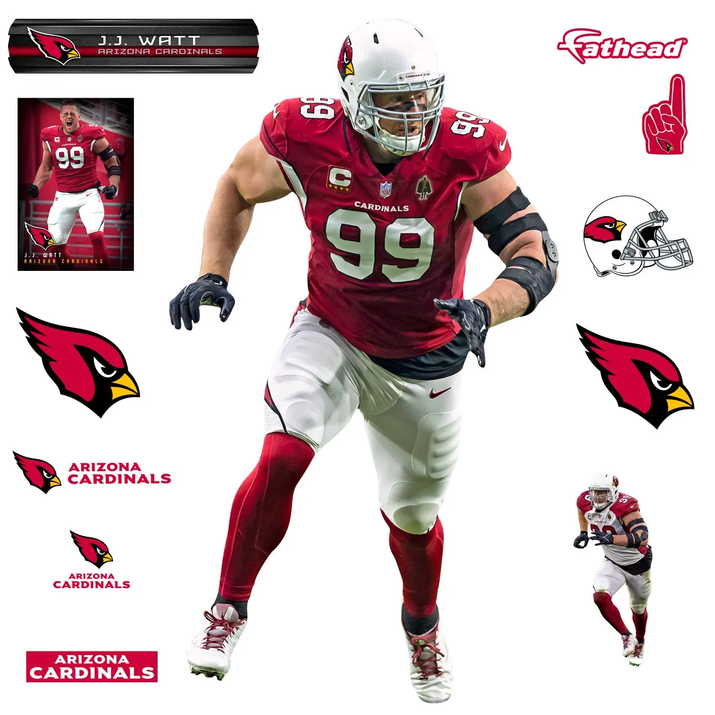 Arizona Cardinals: J.J. Watt - Officially Licensed NFL Removable Adhesive Decal