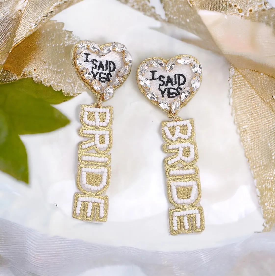 Beaded Bride Earrings - Bridal Shower, Valentine’s Day, Beaded Earrings, Engagement Party, Honeymoon, Bridal Earrings, Bridal Accessories, Bride Tribe, Bachelorette