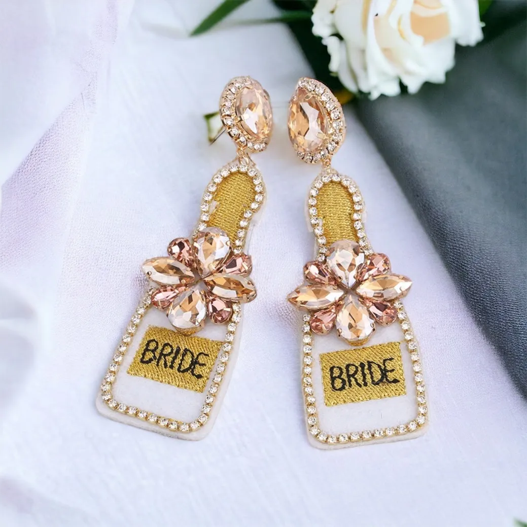 Beaded Bride Earrings - Bridal Shower, Valentine’s Day, Beaded Earrings, Engagement Party, Honeymoon, Bridal Earrings, Bridal Accessories, Bride Tribe, Bachelorette