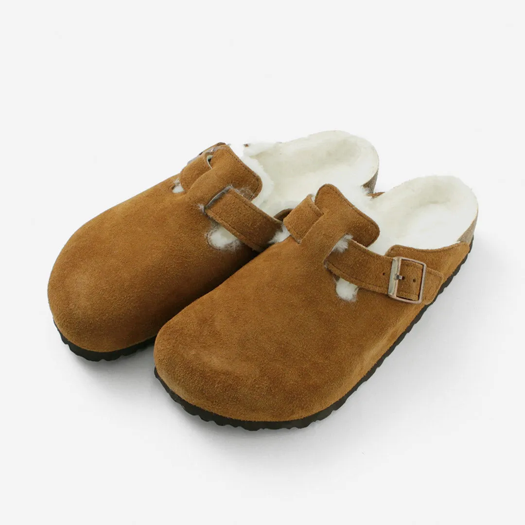 BIRKENSTOCK / Boston Shearling Suede Leather Fur Sandals