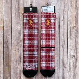 Crimson and White Plaid Socks