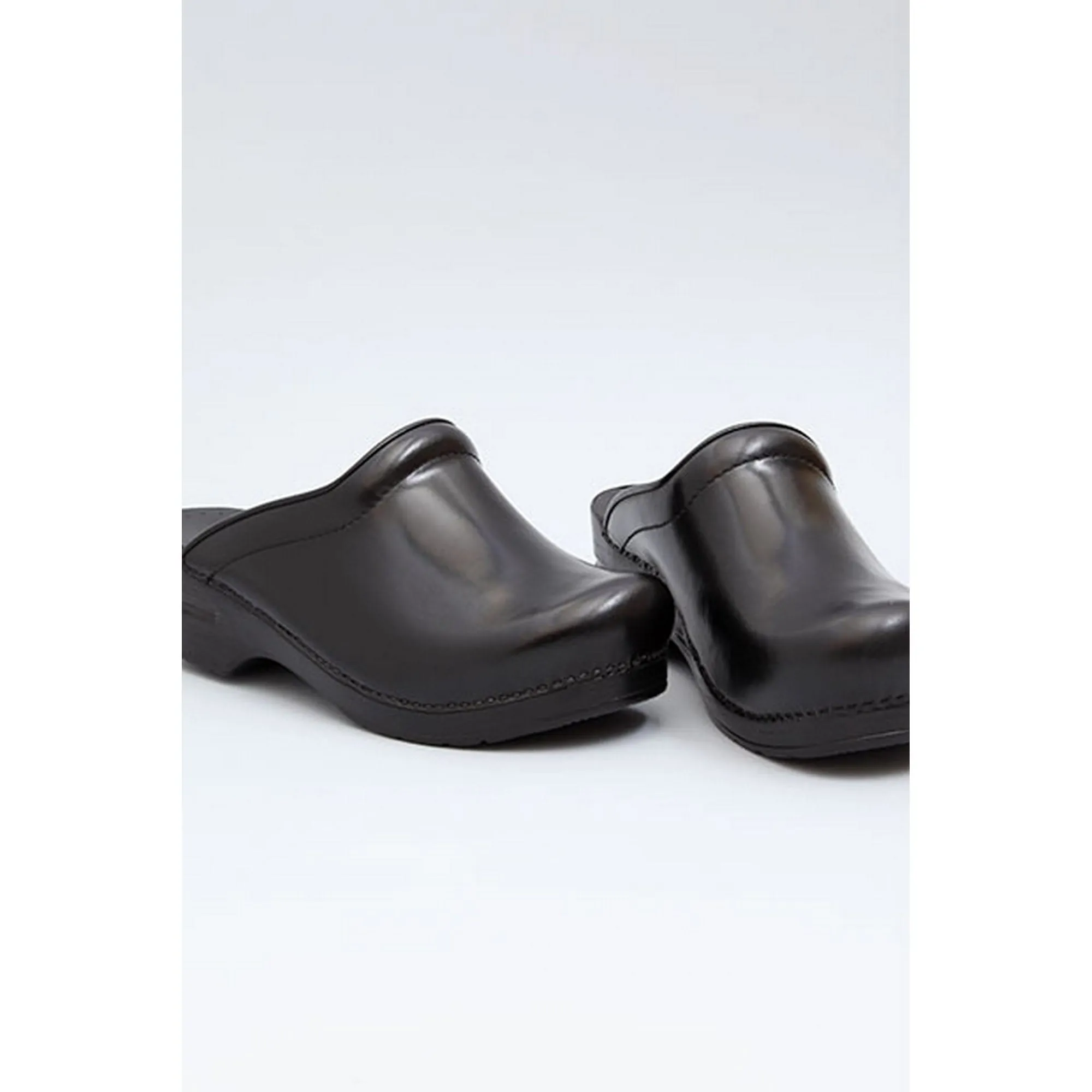 DANSKO Sonja Black Cabrio Leather Open Back Clogs