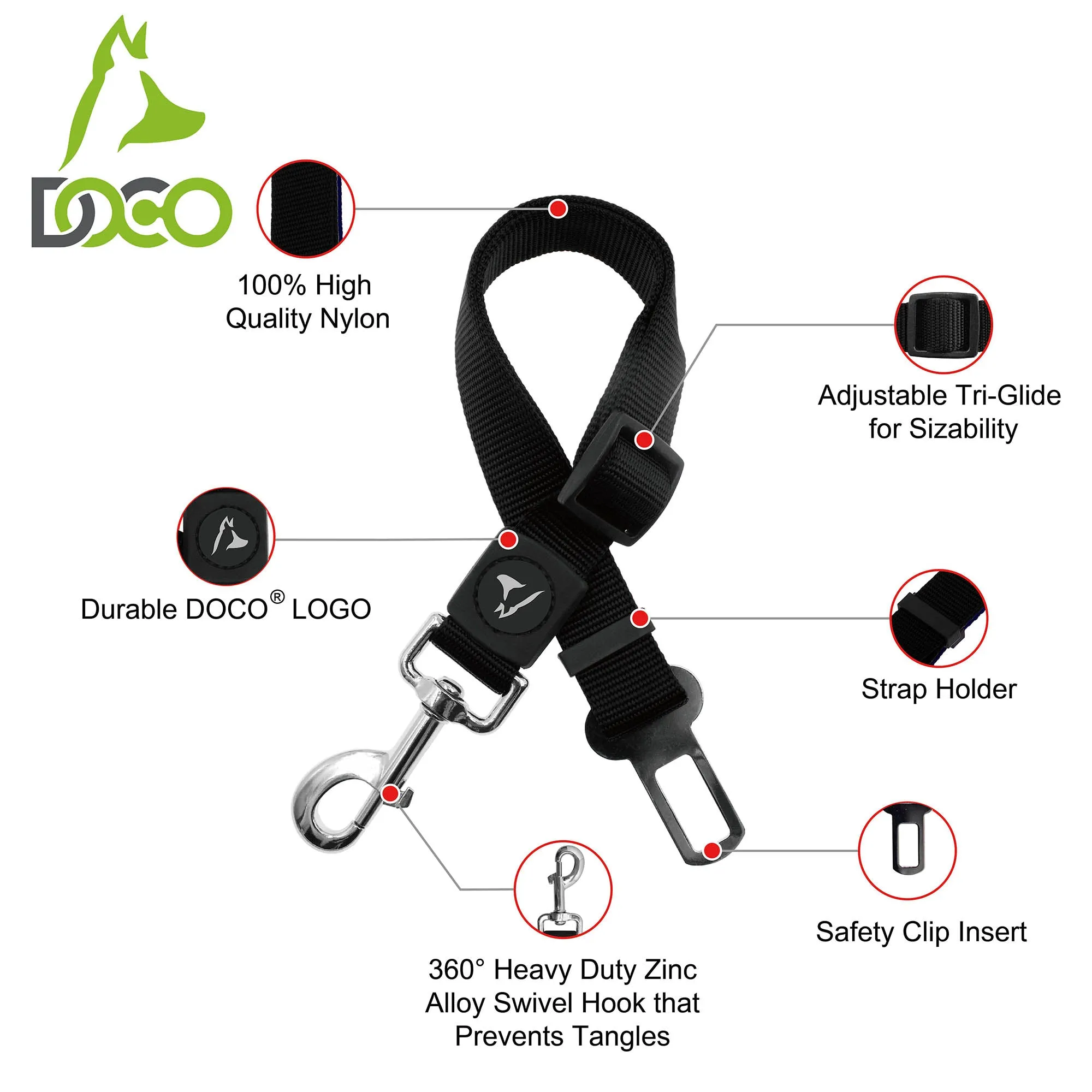 DOCO® Signature Coupler Nylon Dog Leash - Adjustable Length