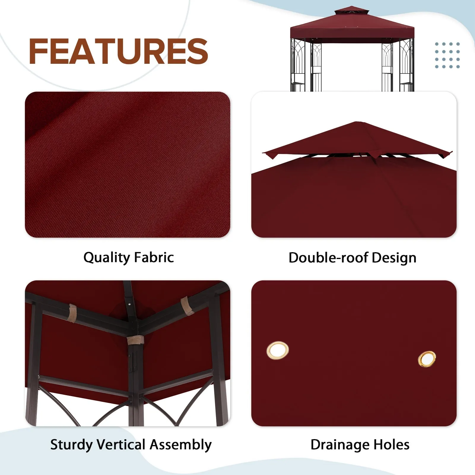 EAGLE PEAK Patio Gazebo 8x8 with Corner Shelves