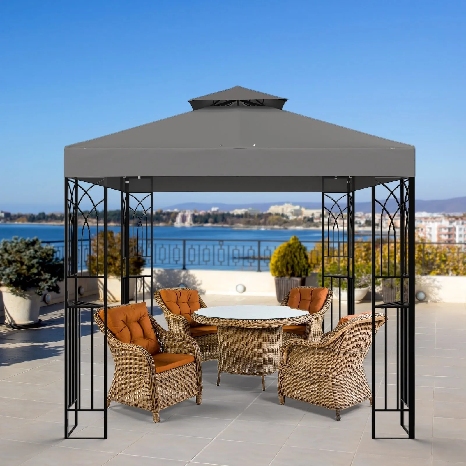 EAGLE PEAK Patio Gazebo 8x8 with Corner Shelves