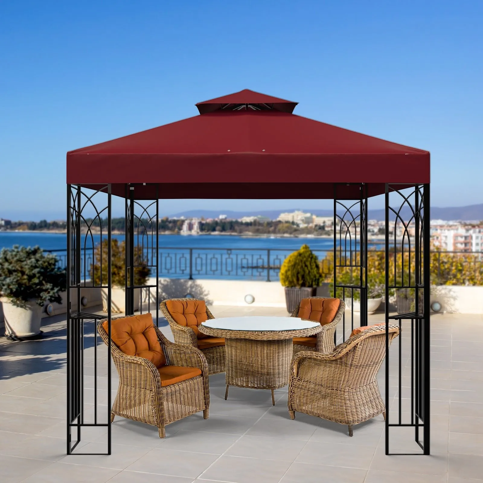 EAGLE PEAK Patio Gazebo 8x8 with Corner Shelves