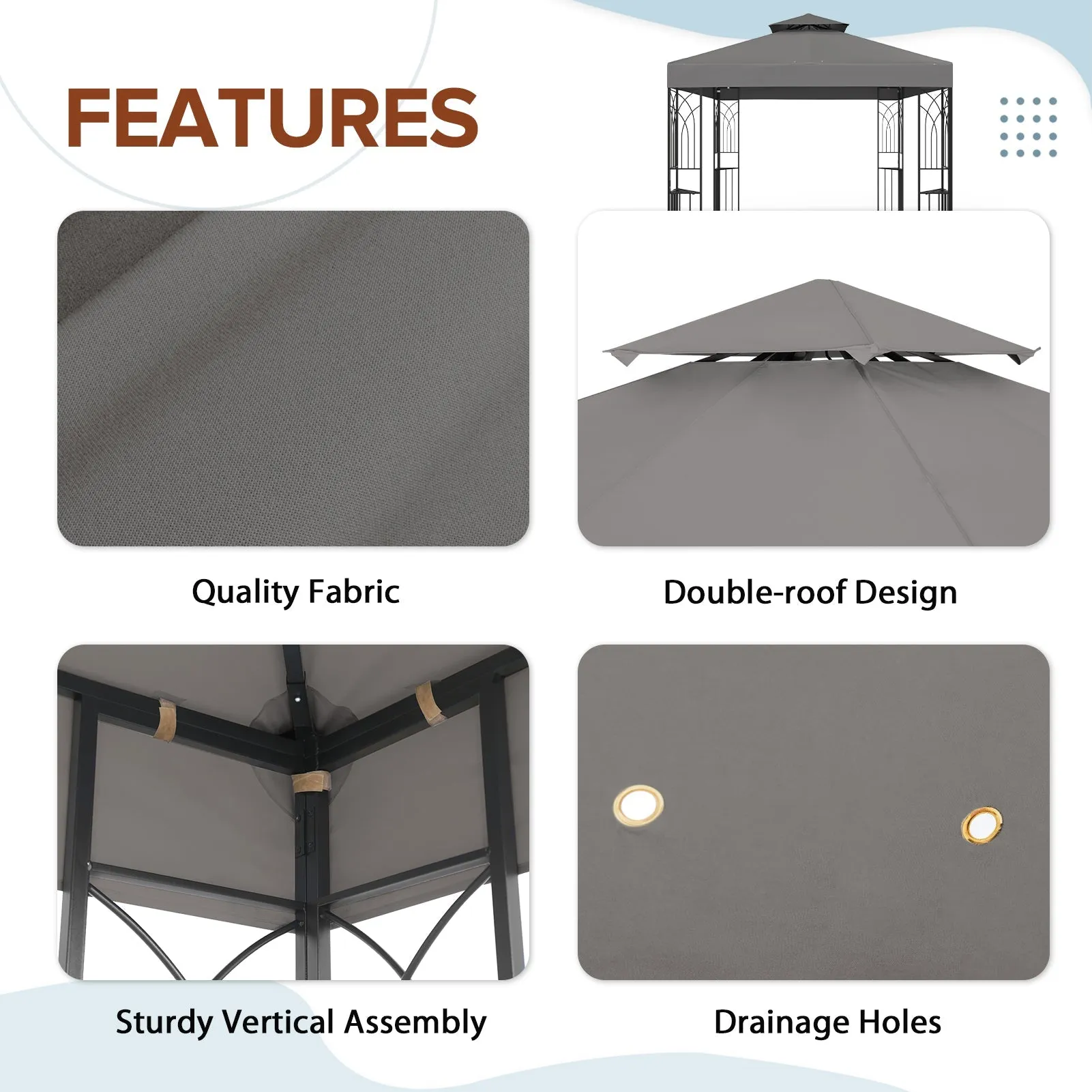 EAGLE PEAK Patio Gazebo 8x8 with Corner Shelves