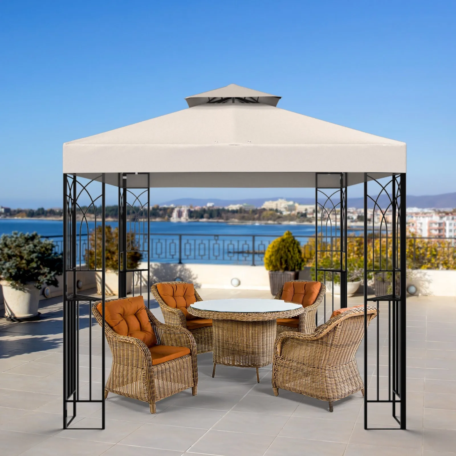 EAGLE PEAK Patio Gazebo 8x8 with Corner Shelves