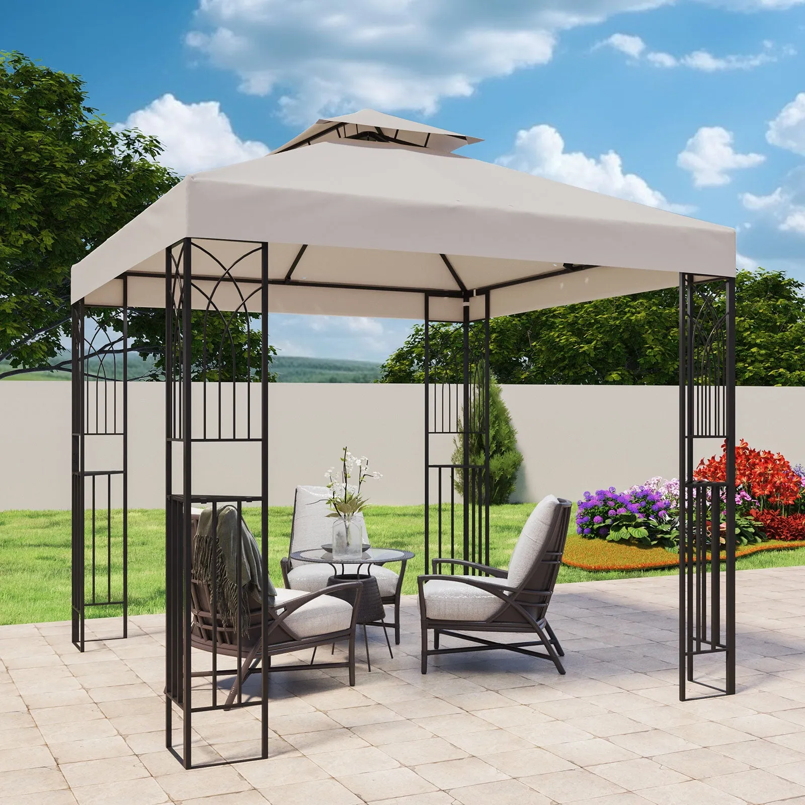 EAGLE PEAK Patio Gazebo 8x8 with Corner Shelves