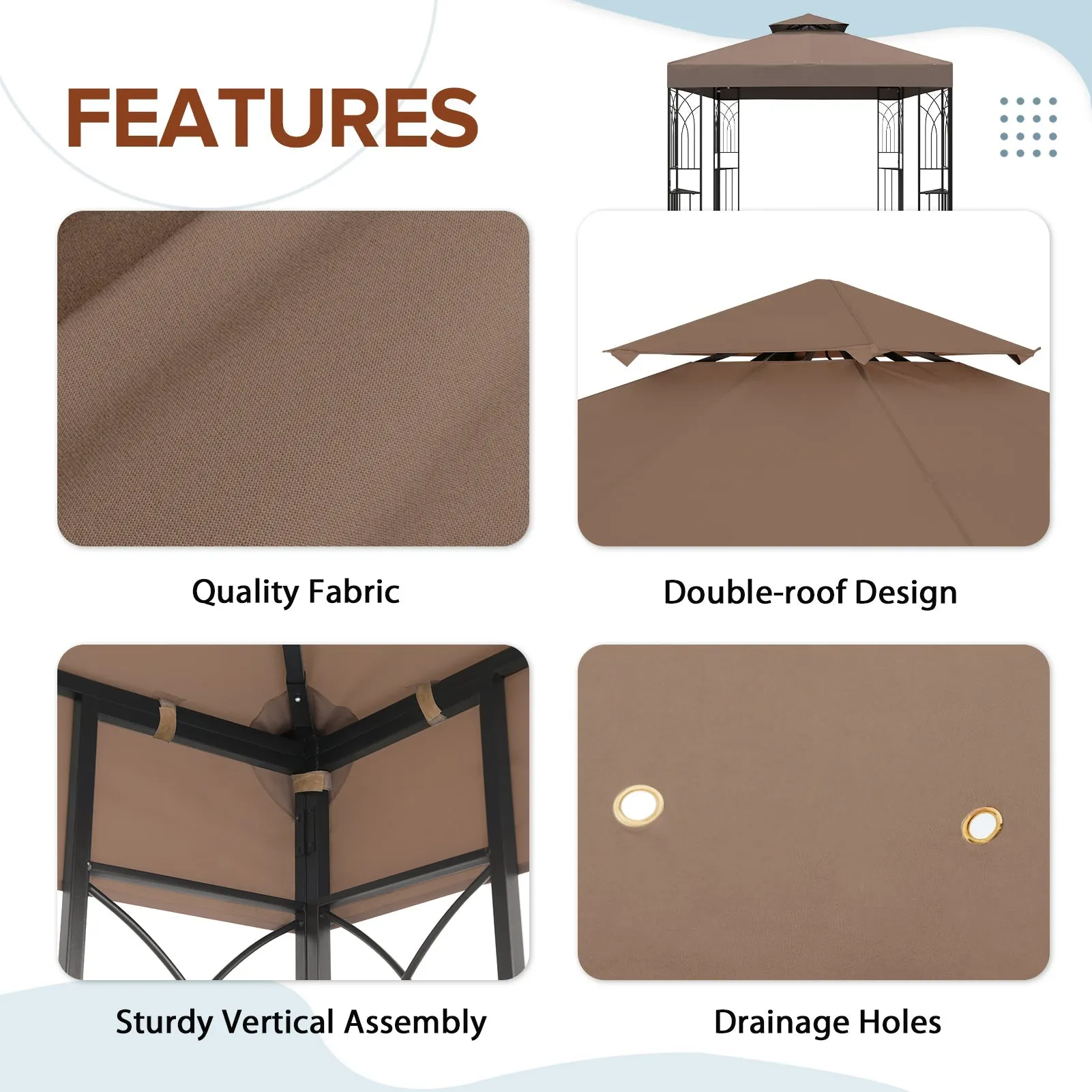 EAGLE PEAK Patio Gazebo 8x8 with Corner Shelves