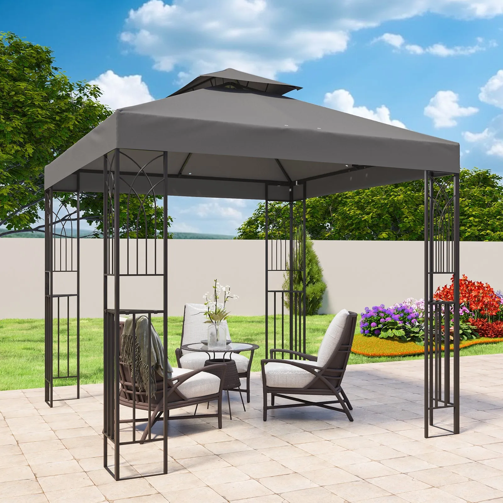 EAGLE PEAK Patio Gazebo 8x8 with Corner Shelves