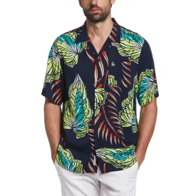 EcoVero™ Palm Leaf Print Camp Collar Shirt