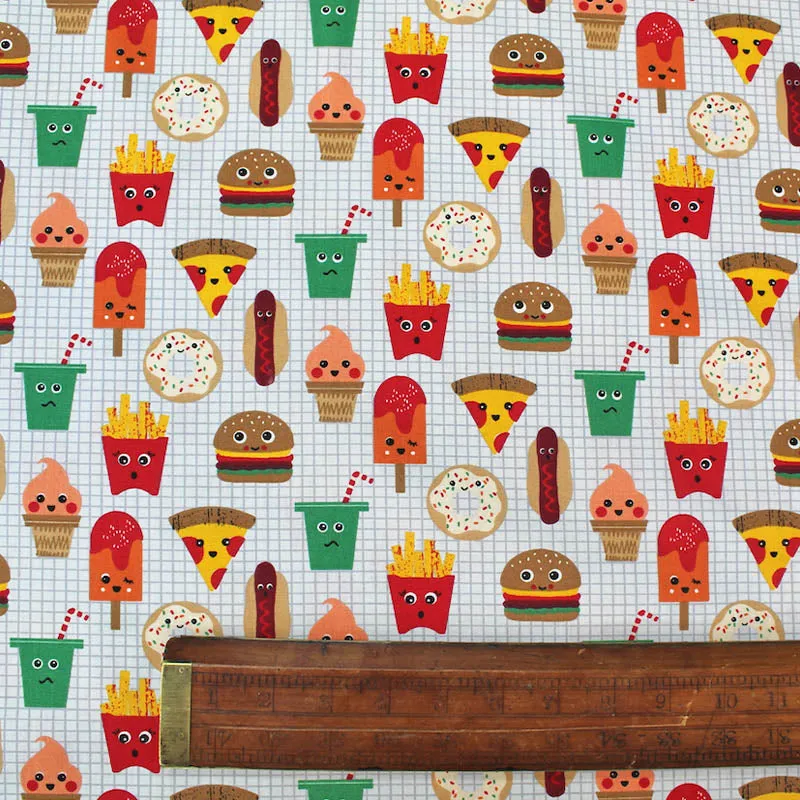 Fast Food Friends Printed Wide Width Woven Cotton