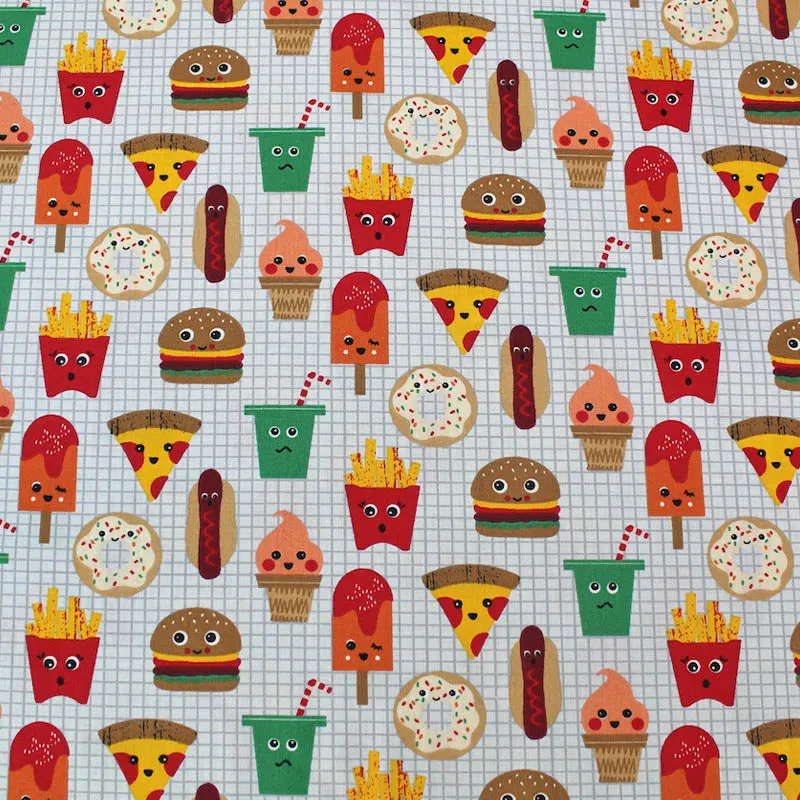 Fast Food Friends Printed Wide Width Woven Cotton