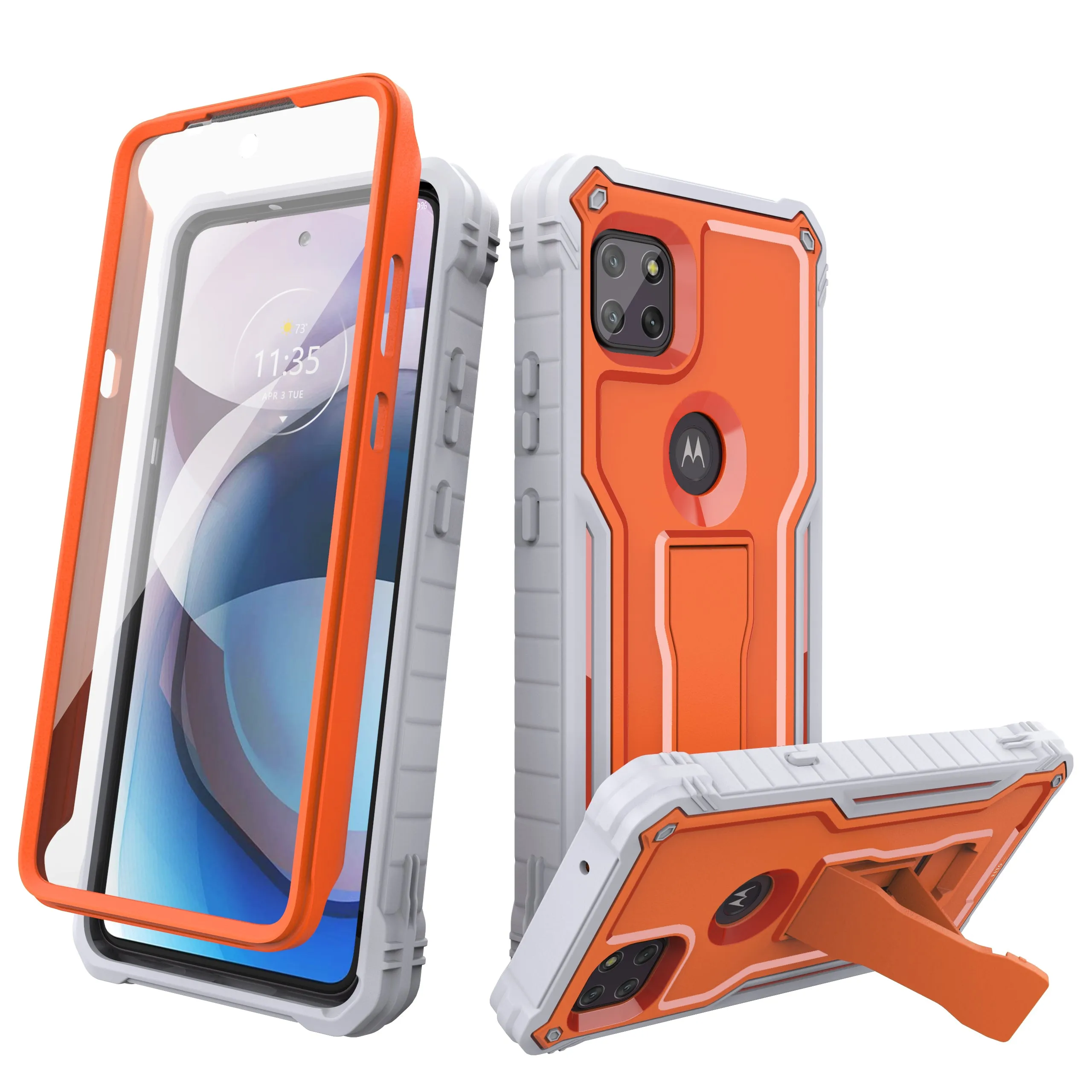 FITO for Moto One 5G ACE Case, Dual Layer Shockproof Heavy Duty Case for Motorola One 5G ACE Phone with Screen Protector, Built-in Kickstand