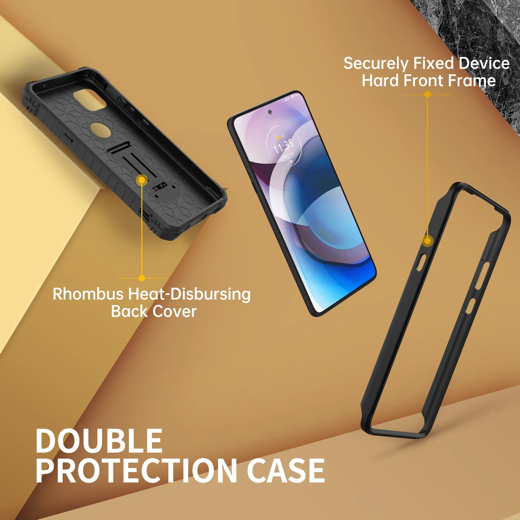 FITO for Moto One 5G ACE Case, Dual Layer Shockproof Heavy Duty Case for Motorola One 5G ACE Phone with Screen Protector, Built-in Kickstand