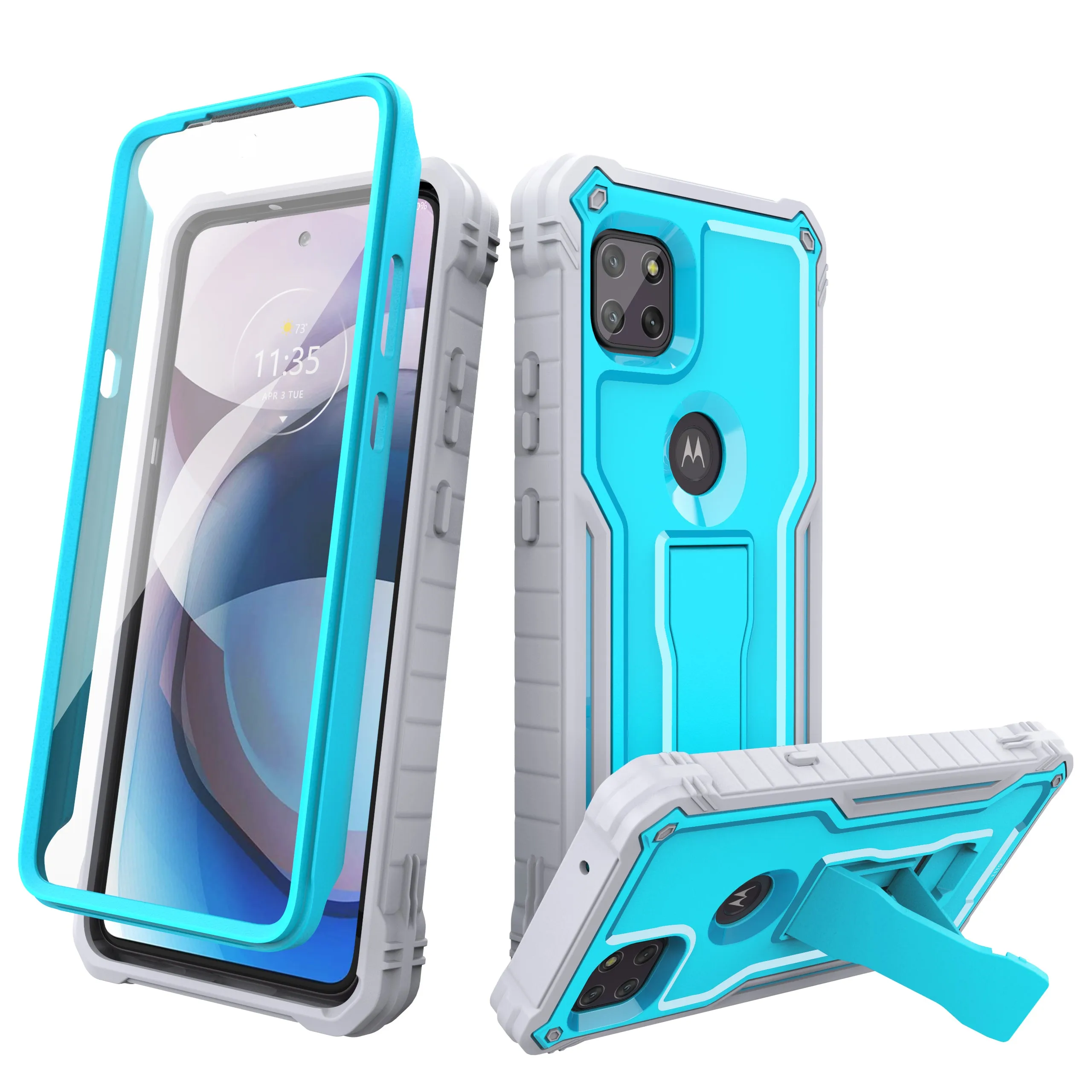 FITO for Moto One 5G ACE Case, Dual Layer Shockproof Heavy Duty Case for Motorola One 5G ACE Phone with Screen Protector, Built-in Kickstand