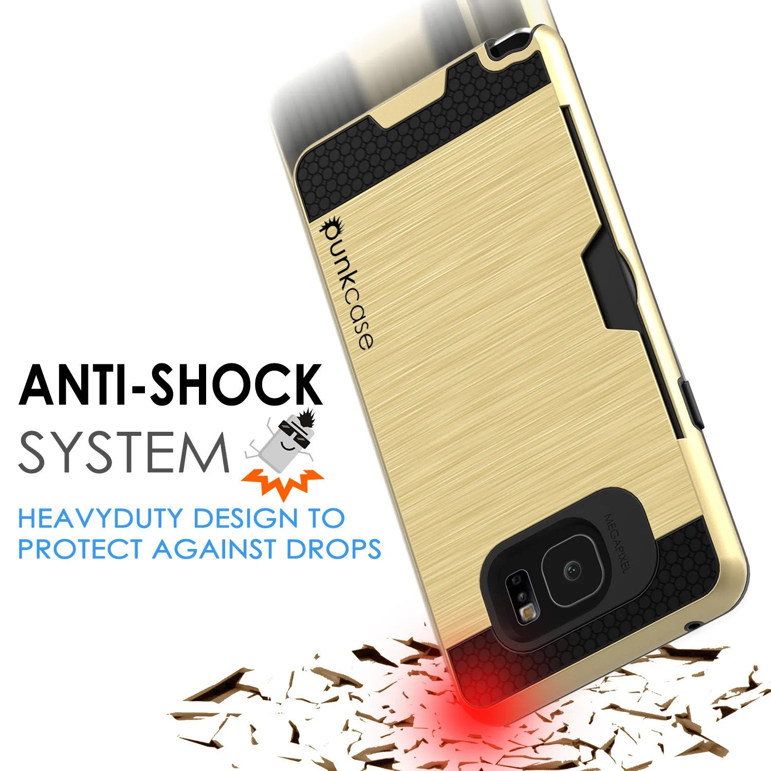 Galaxy Note 5 Case PunkCase SLOT Gold Series Slim Armor Soft Cover Case w/ Tempered Glass