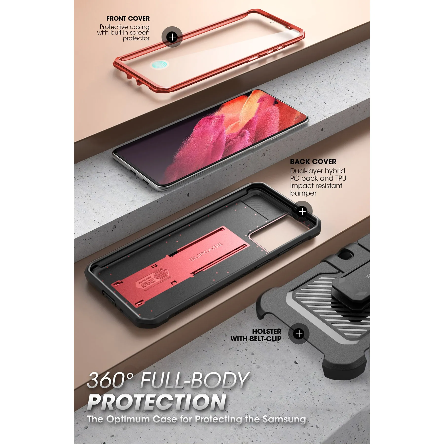 Galaxy S21 FE Unicorn Beetle PRO Rugged Case(open box)-Metallic Red