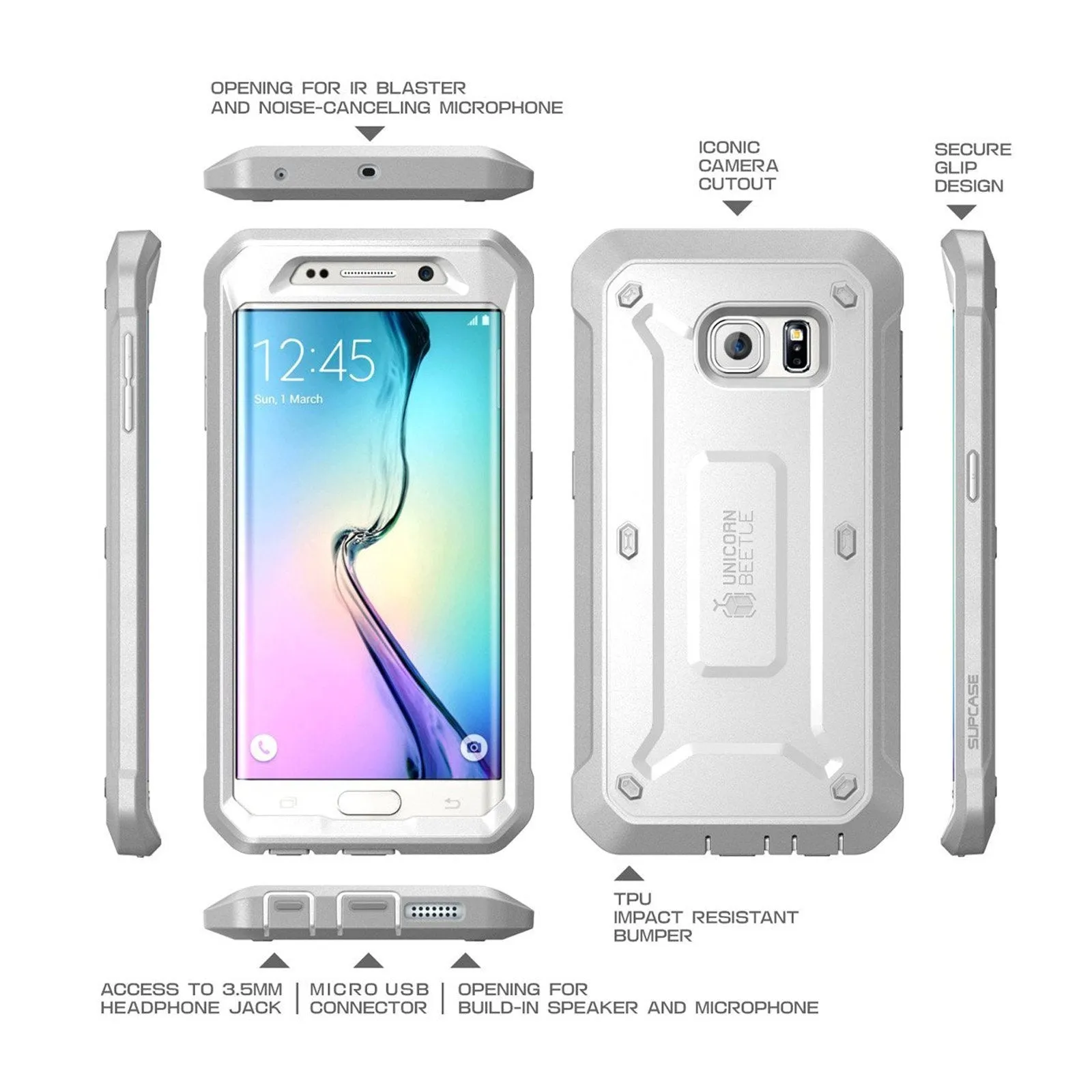 Galaxy S6 Edge Unicorn Beetle Pro Rugged Holster Case-White