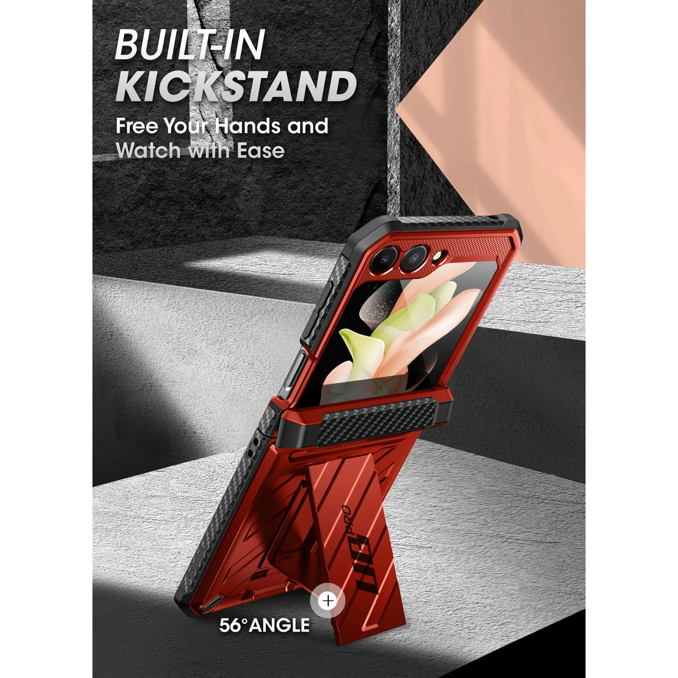 Galaxy Z Flip5 Unicorn Beetle PRO Rugged Case with Belt Clip-Metallic Red