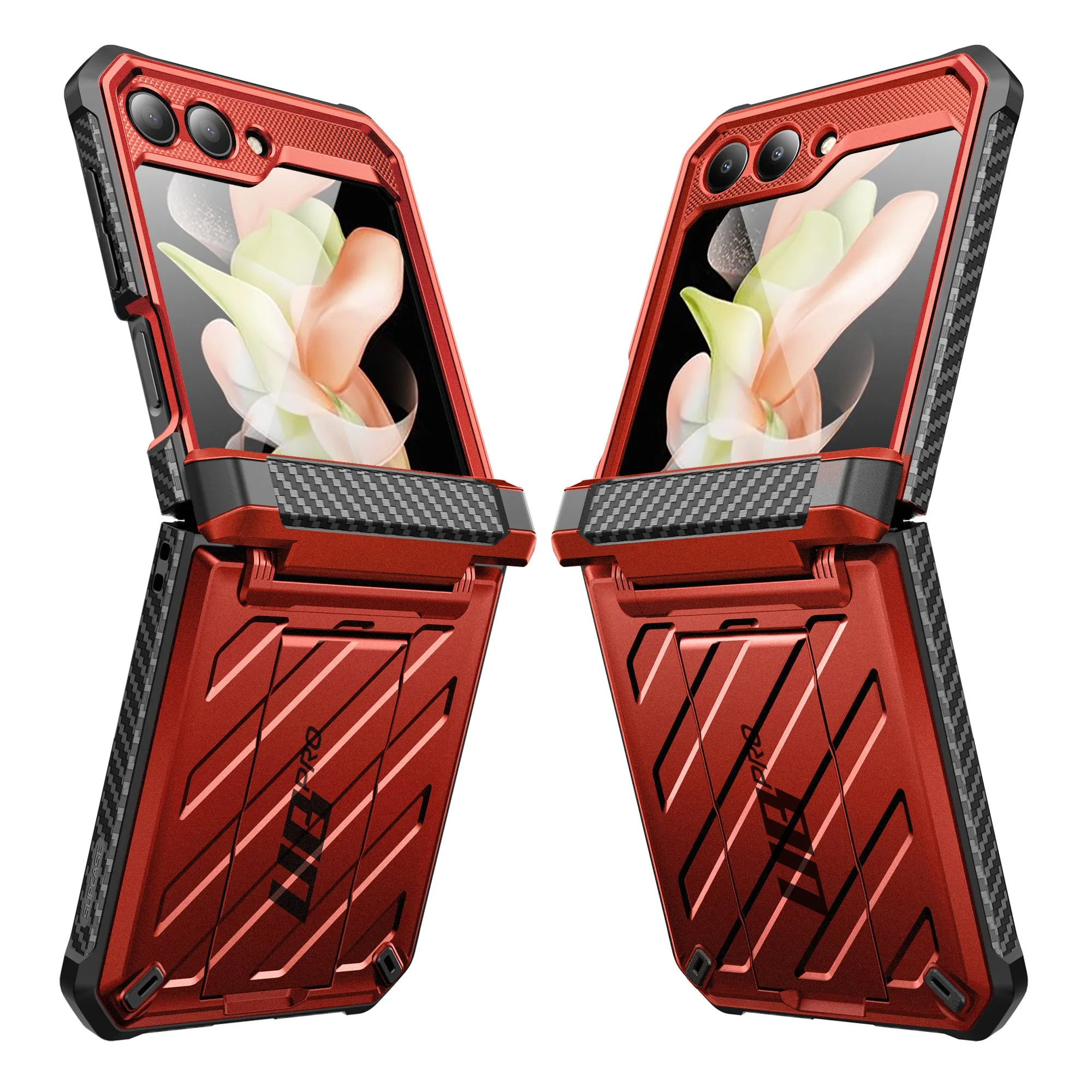 Galaxy Z Flip5 Unicorn Beetle PRO Rugged Case with Belt Clip-Metallic Red