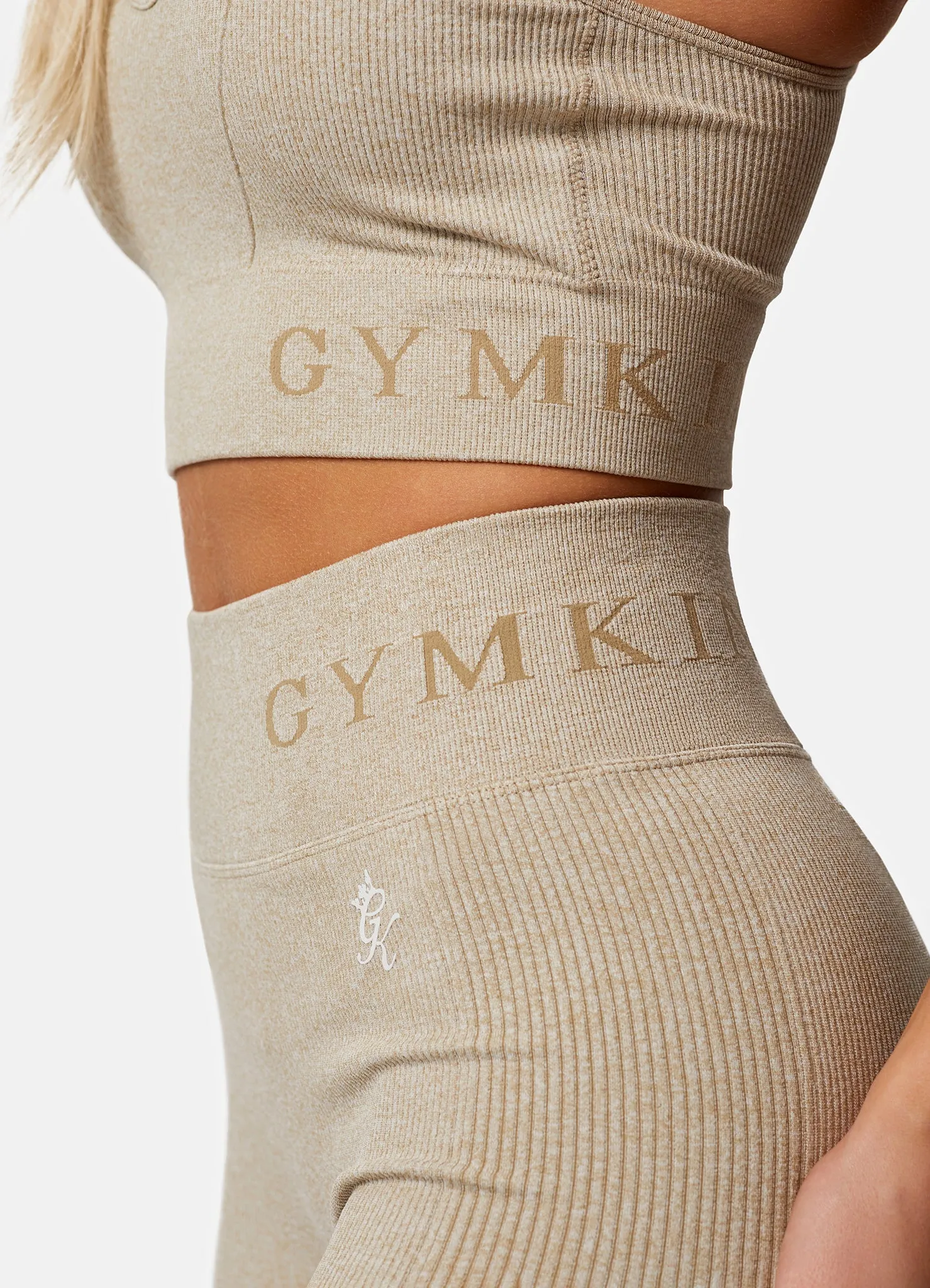 Gym King Formation Rib Legging - Oatmeal Marl