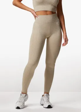 Gym King Formation Rib Legging - Oatmeal Marl