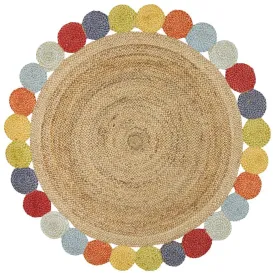 Hand-braided Round Cotton Rug - Multi