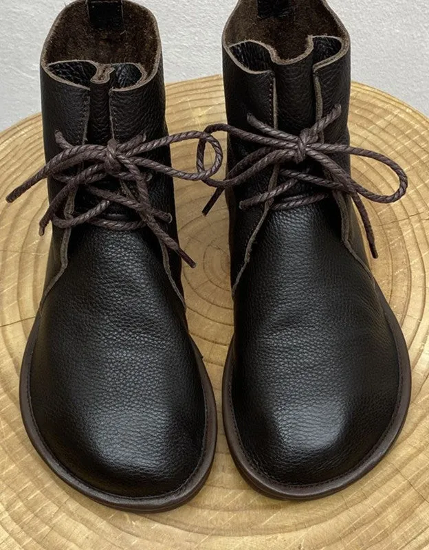 Handmade Comfortable Soft Leather Wide Toe Box Boots 35-44