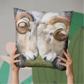 Head butting Herdwick rams Cushion