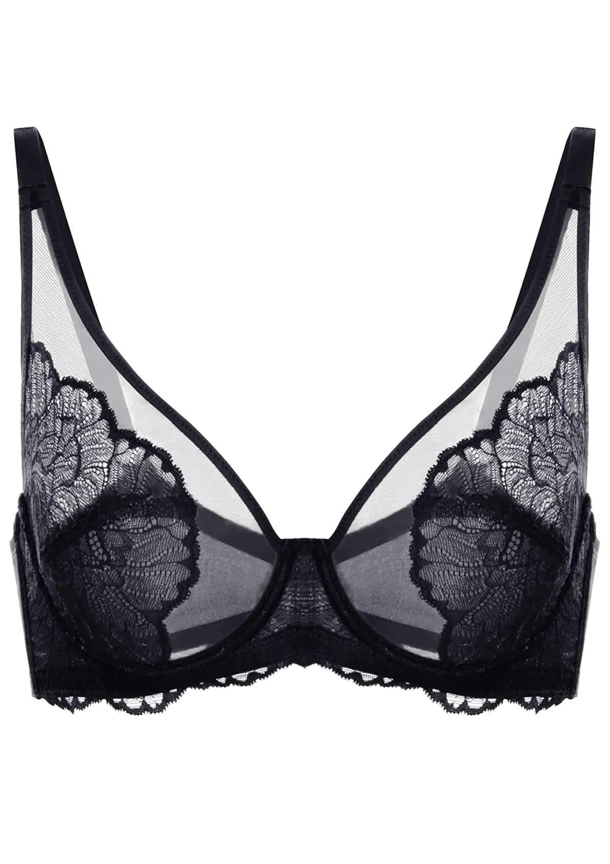 HSIA Blossom Unlined Black Lace Bra Set