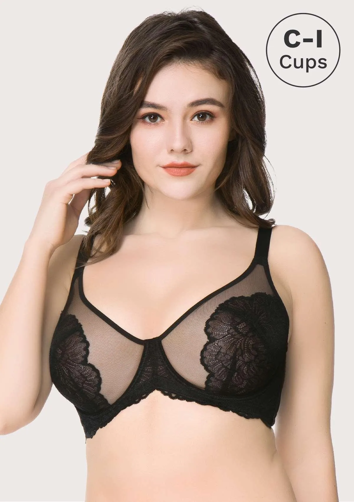 HSIA Blossom Unlined Black Lace Bra Set