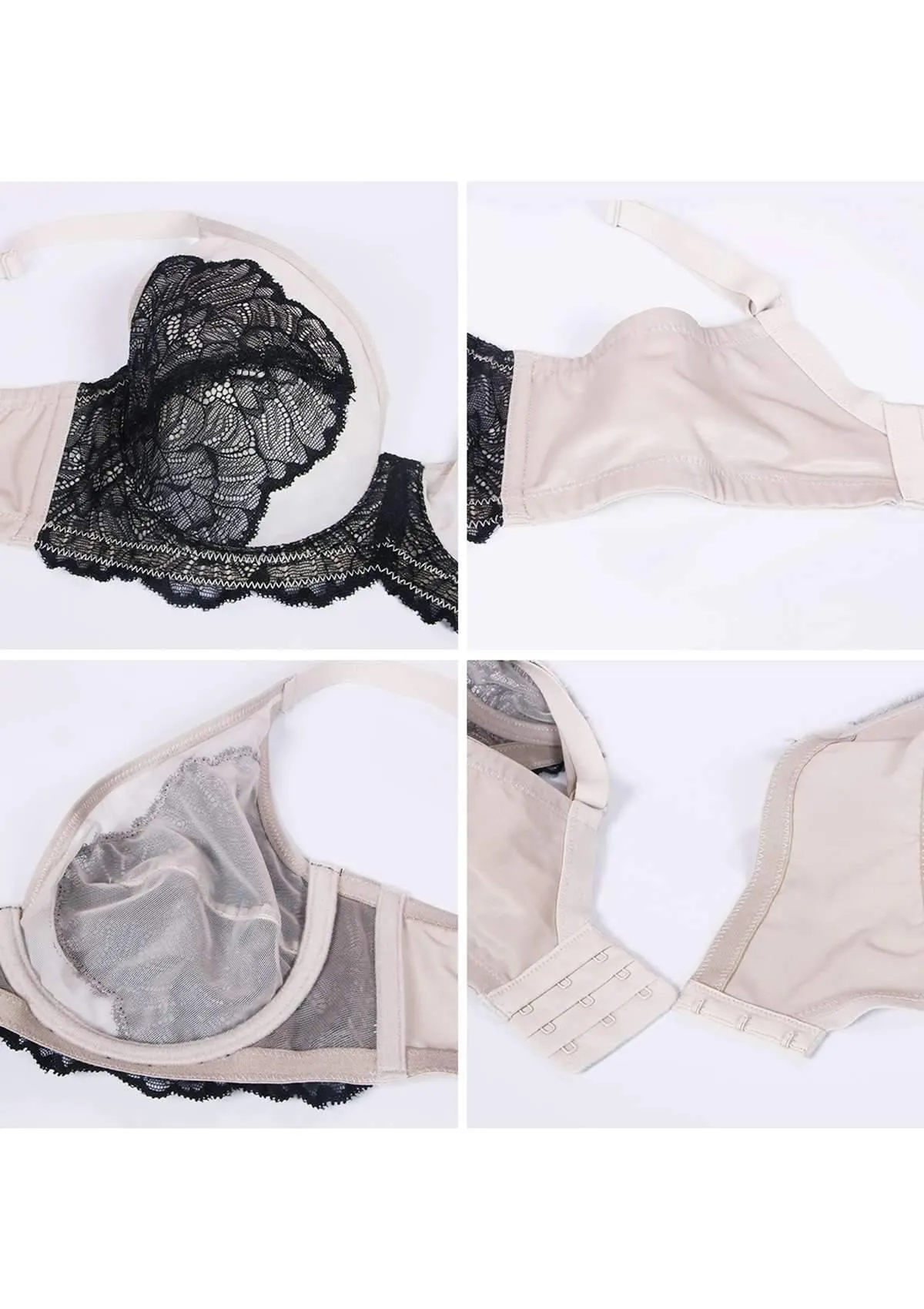 HSIA Blossom Unlined Black Lace Bra Set