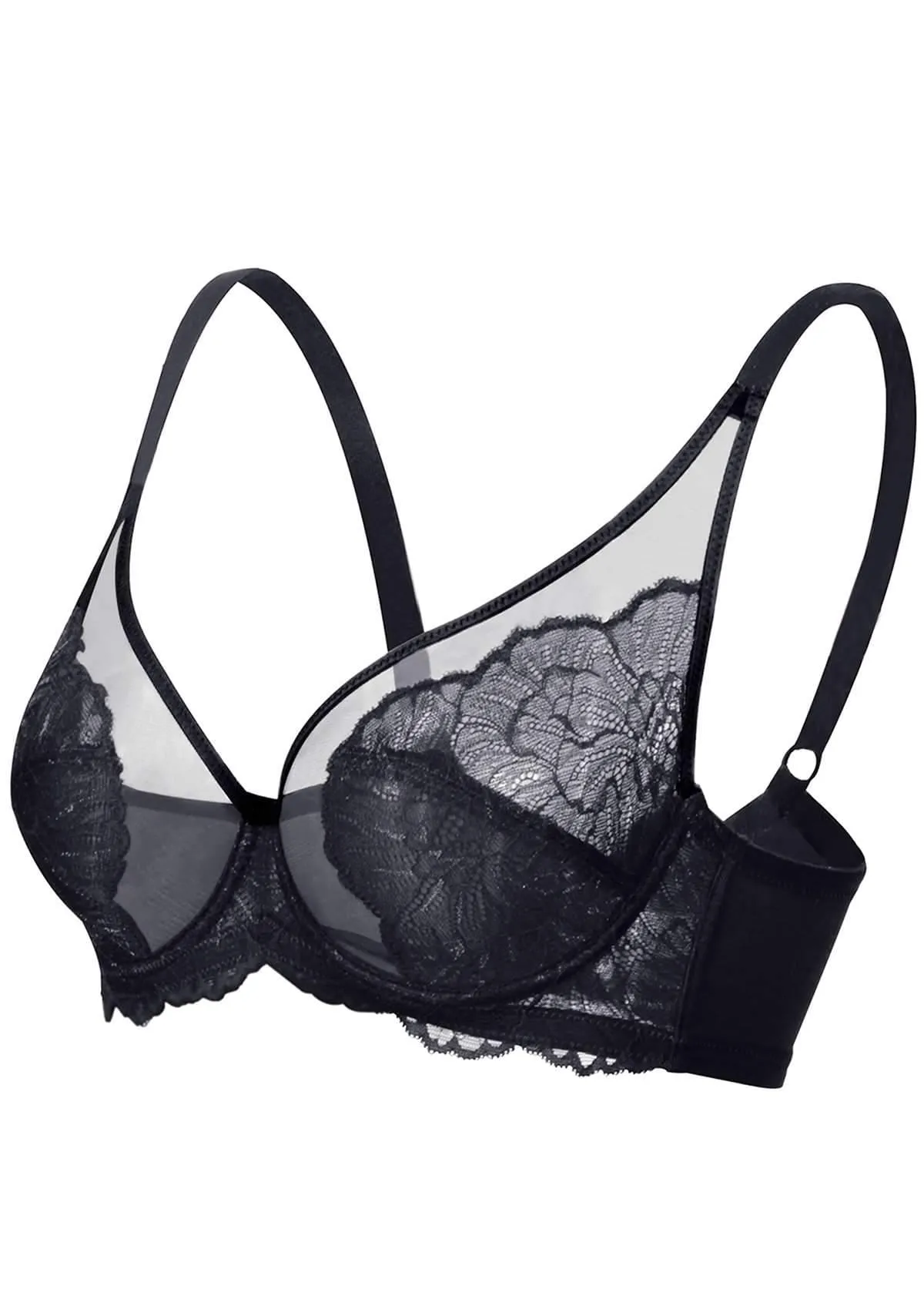 HSIA Blossom Unlined Black Lace Bra Set