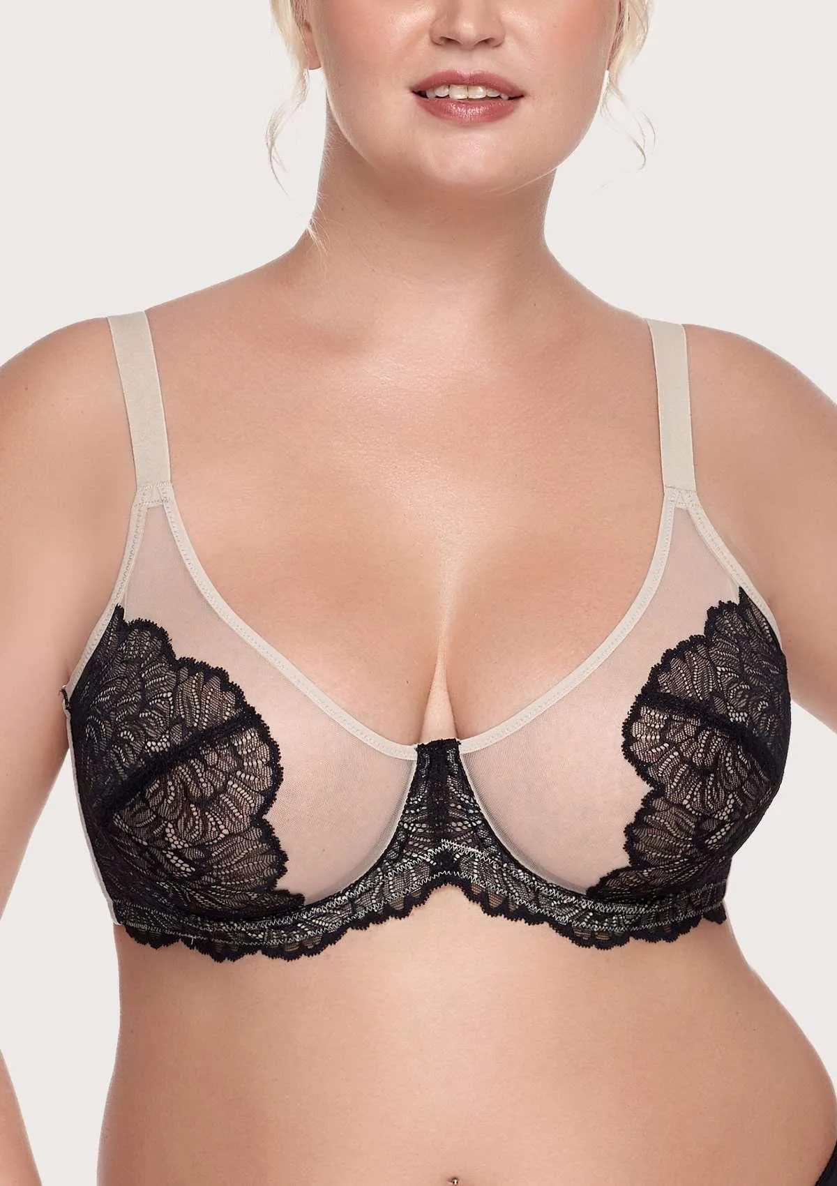 HSIA Blossom Unlined Black Lace Bra Set