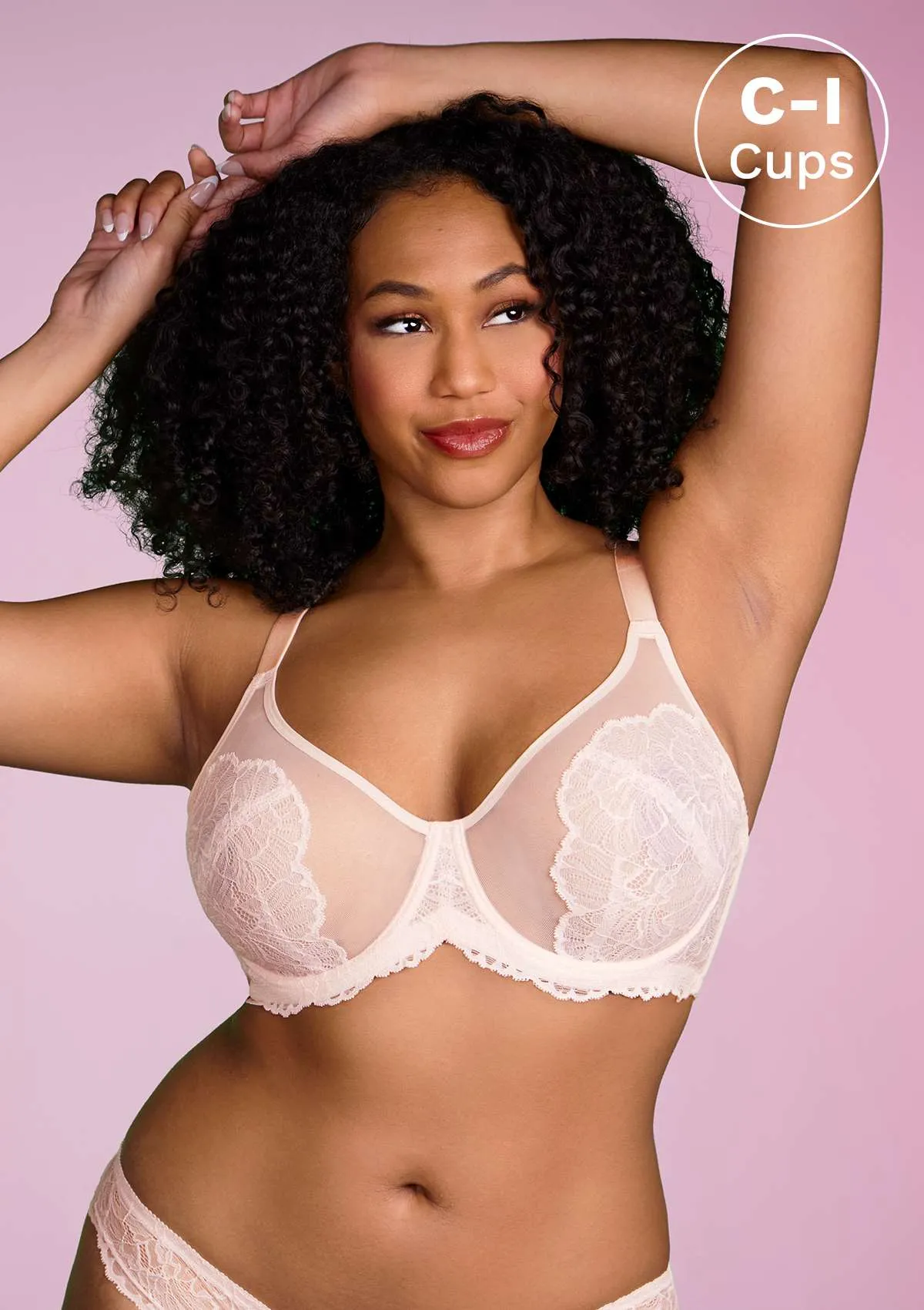 HSIA Blossom Unlined Dusty Peach Lace Bra Set