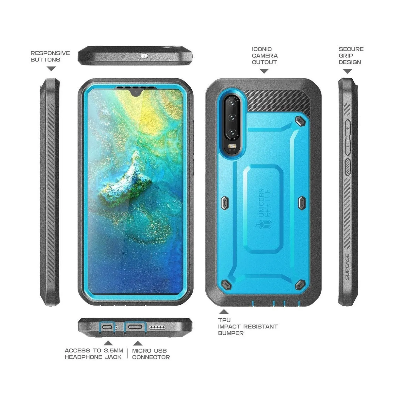 Huawei P30 Unicorn Beetle Pro Rugged Holster Case(open box)-Blue