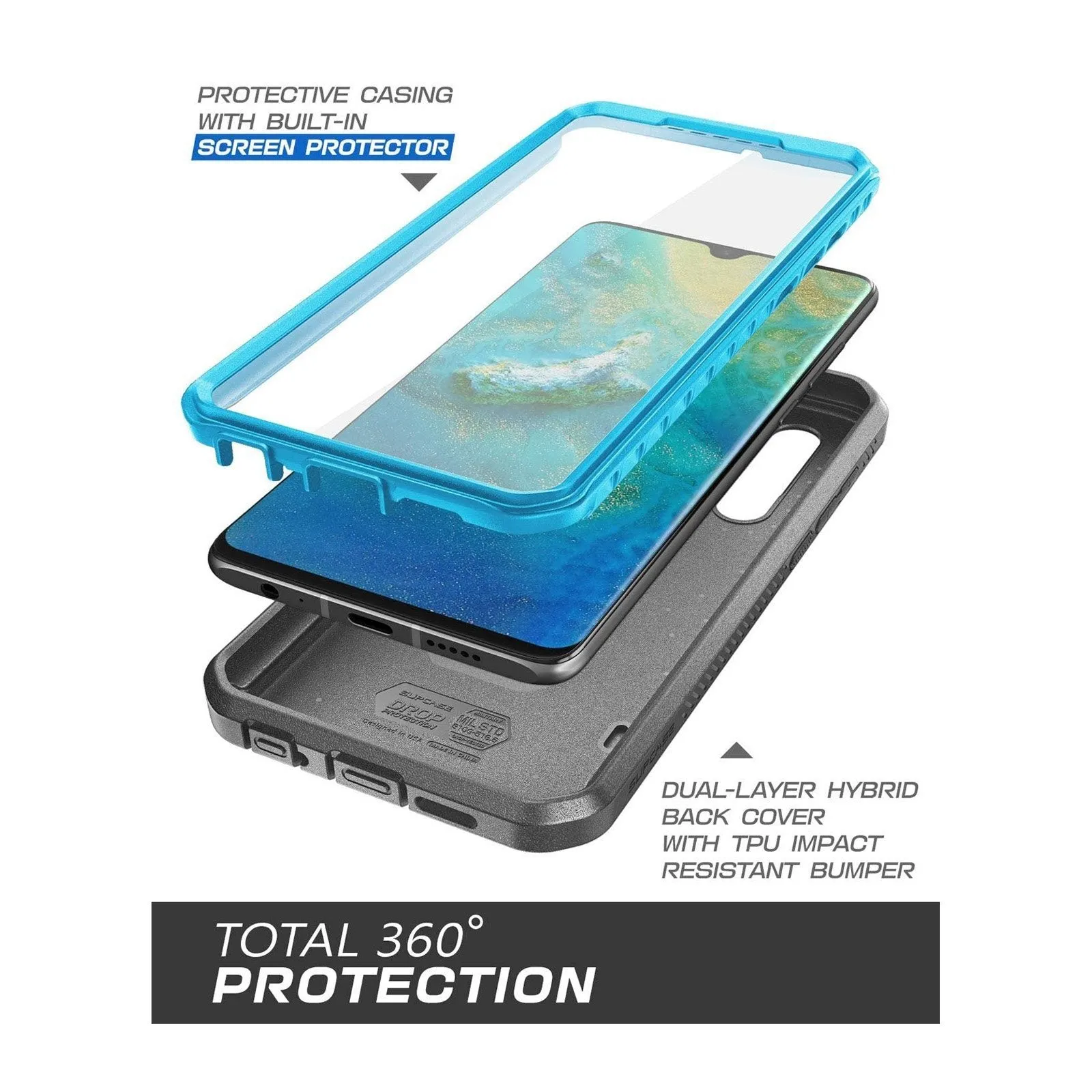 Huawei P30 Unicorn Beetle Pro Rugged Holster Case(open box)-Blue