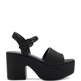 Miso Platform Strap Sandal In Black Raffia