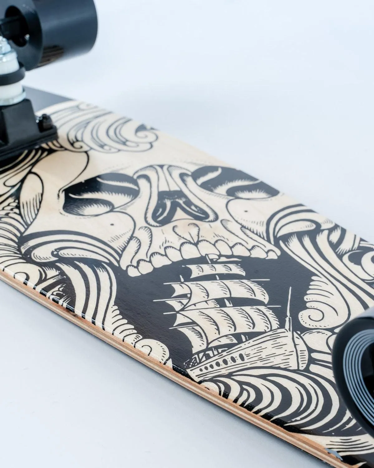 No Mercy Mini Wooden Skateboard - Black/Cream